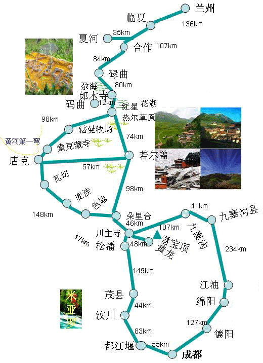 九寨沟西环线沿途景点