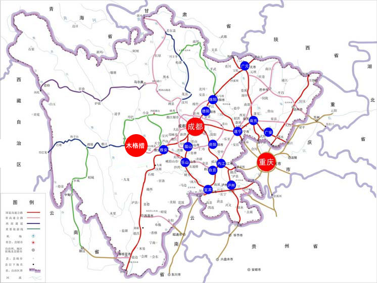 成都木格措旅游交通地图2010年