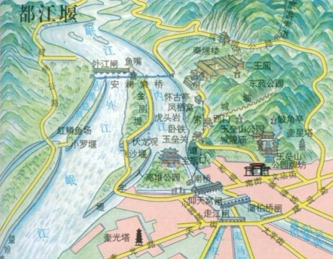 都江堰景区导游交通地图