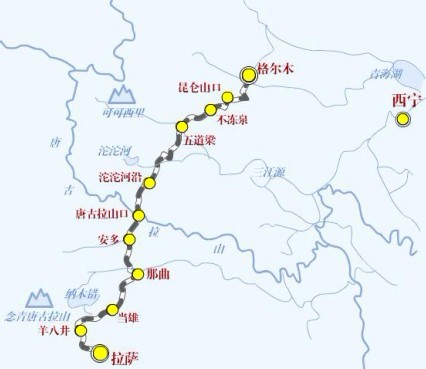 青藏铁路旅游地图