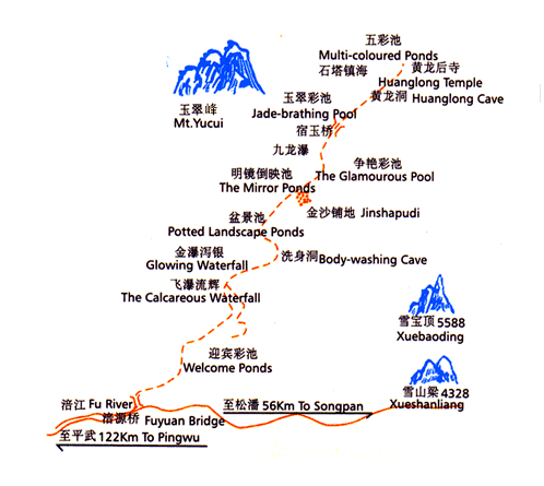 黄龙景区旅游线路地图